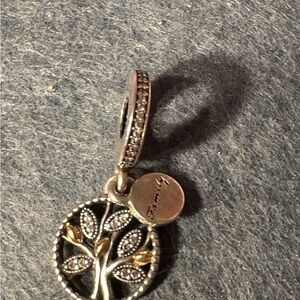 PANDORA Sparkling Family Tree Sterling Silver & 14K Gold Dangle Charm